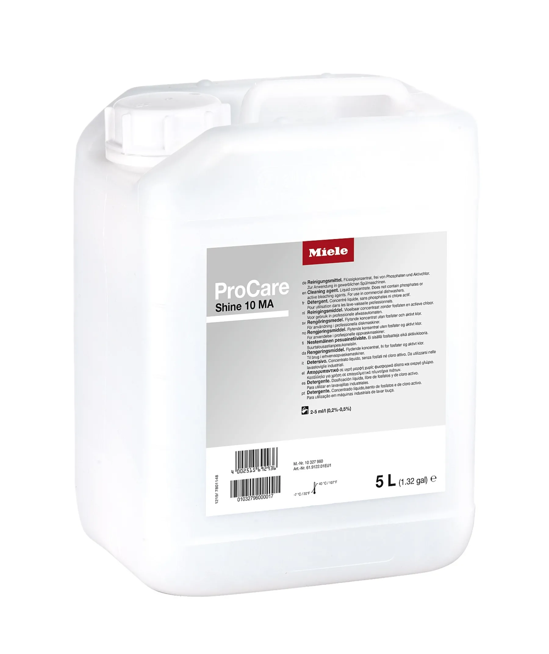 Miele Professionele Wasmiddelen<Vloeibaar Wasmiddel, Licht Alkalisch, 5 L